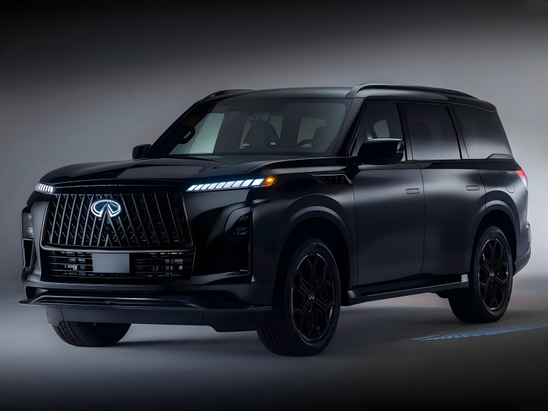 Juodojo išorės rinkinys / 3.5t V6 galia - oficialūs 2026 „Infiniti Qx80“ sportinės versijos vaizdai